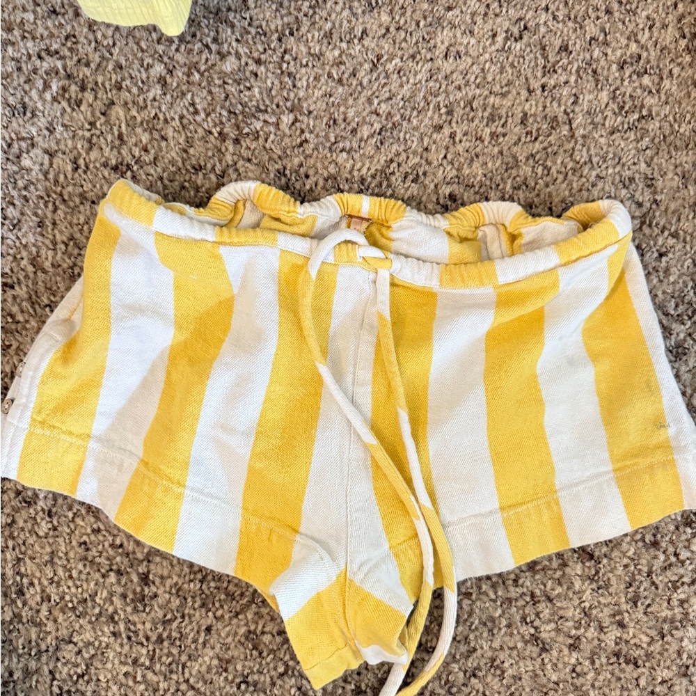 Free People Yellow and White Striped Shorts